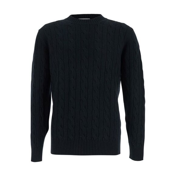 KANGRA Other - Kangra Men Black Crew Neck Sweater With Braided Design In Wool Man